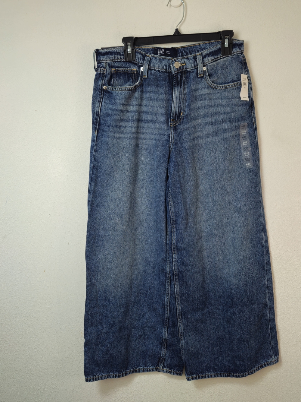 GAP Wide Leg Mid-Rise Baggy Jeans in Medium Blue Wash Size 6/28S New